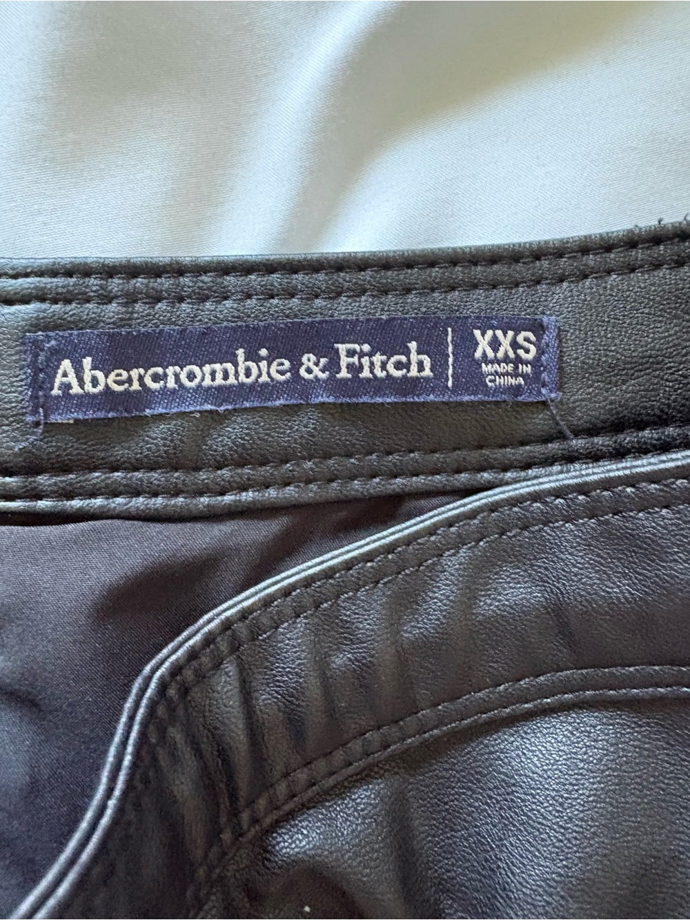 Abercrombie & Fitch Black Leather Mini Skirt with Front Slit - Picture 2 of 3
